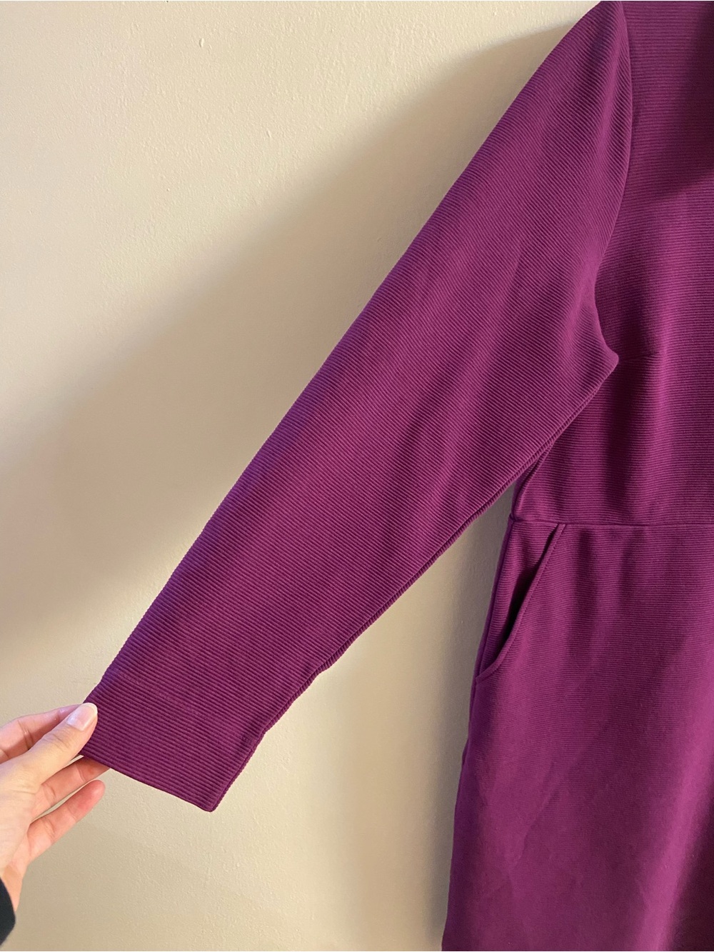 Boden Cam Zip Up Ottoman Dress Purple Ribbed Pockets Long Sleeves Sz 16-18 NWT - Picture 5 of 8